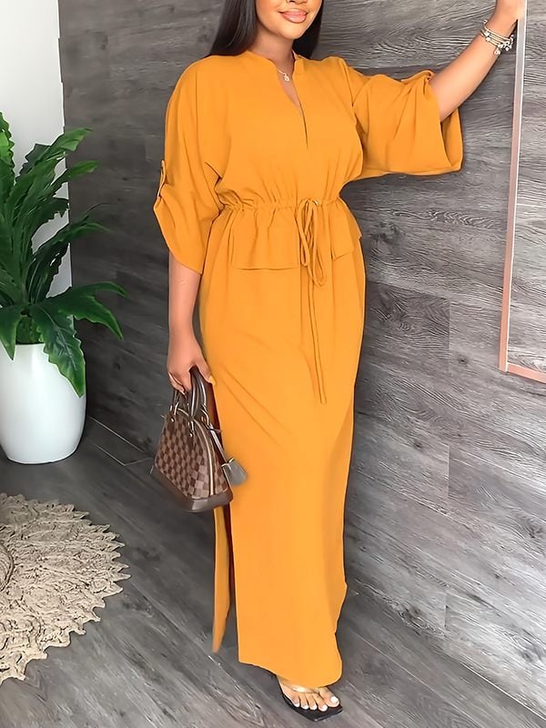 Sola Women's Dress | Lightweight Polyester, Casual Side Slit - Hartwella