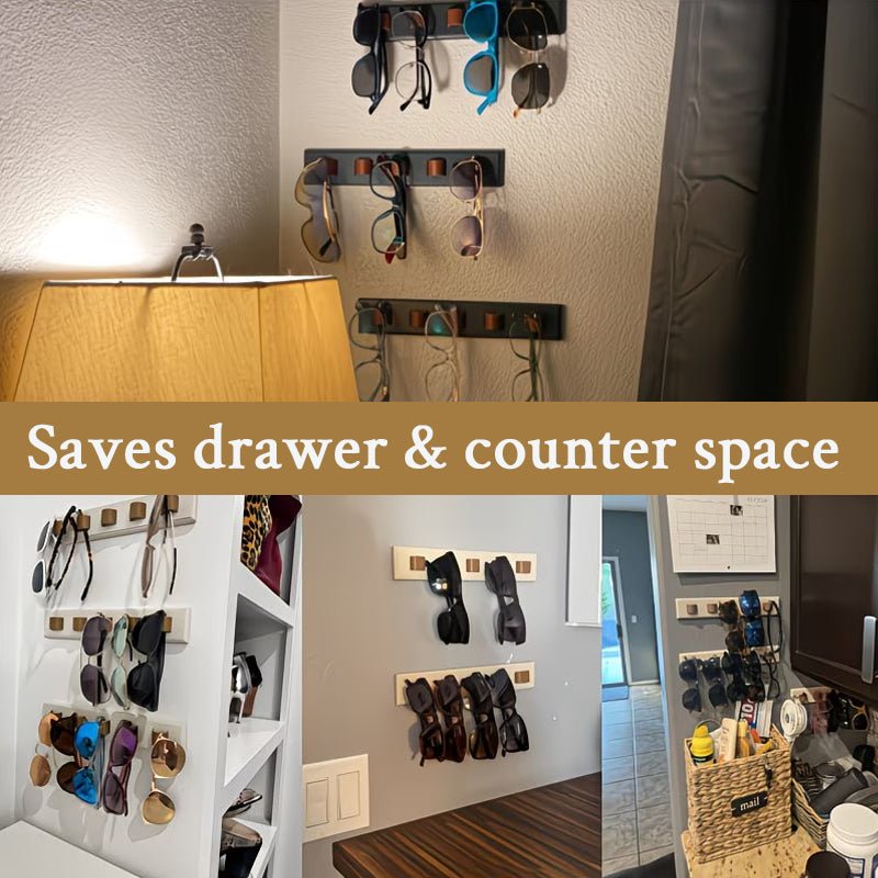 Sola Wooden Sunglasses Holder | Wall - Mounted, Space - Saving Organizer - Hartwella