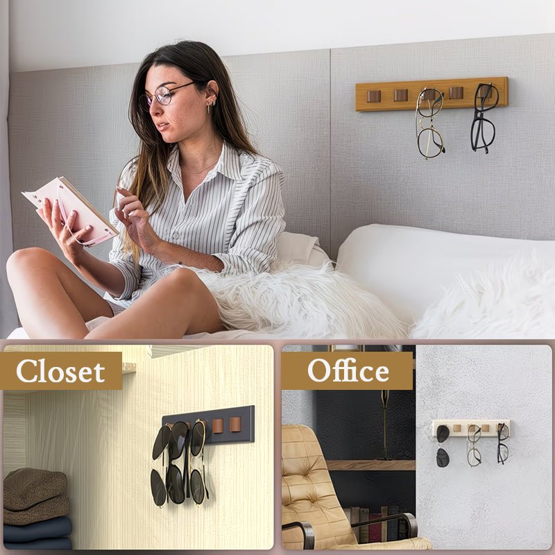 Sola Wooden Sunglasses Holder | Wall - Mounted, Space - Saving Organizer - Hartwella