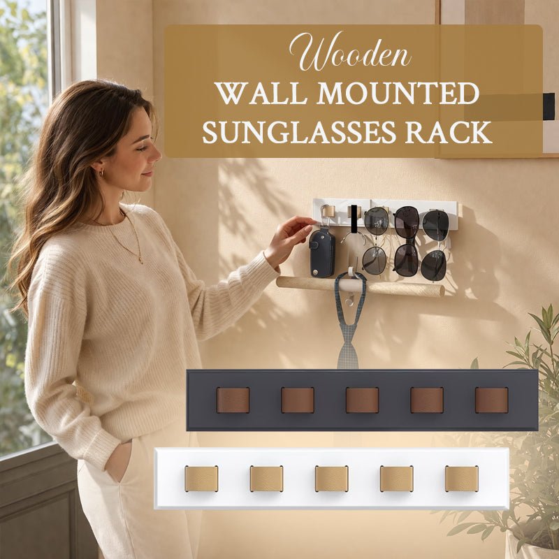 Sola Wooden Sunglasses Holder | Wall - Mounted, Space - Saving Organizer - Hartwella