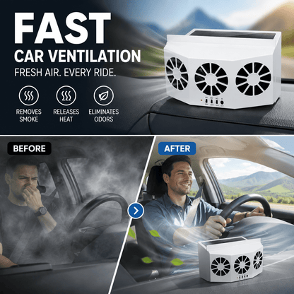 SolaCool Car Window Fan | Solar Powered, Enhanced Air Circulation - Hartwella