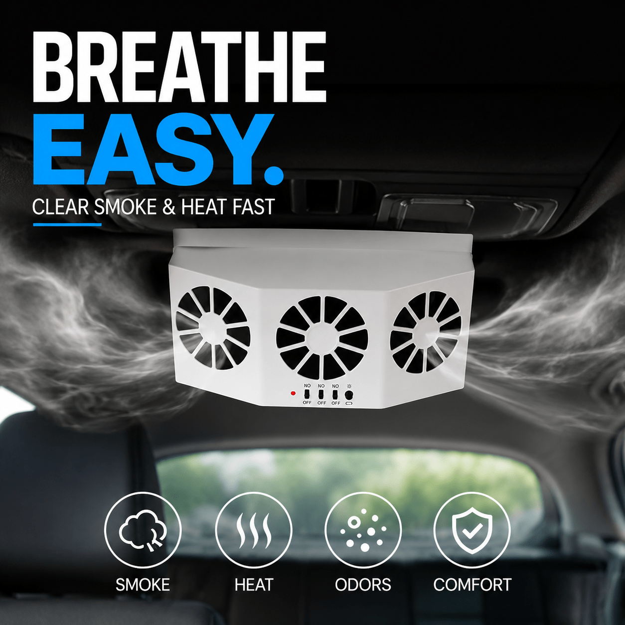 SolaCool Car Window Fan | Solar Powered, Enhanced Air Circulation - Hartwella