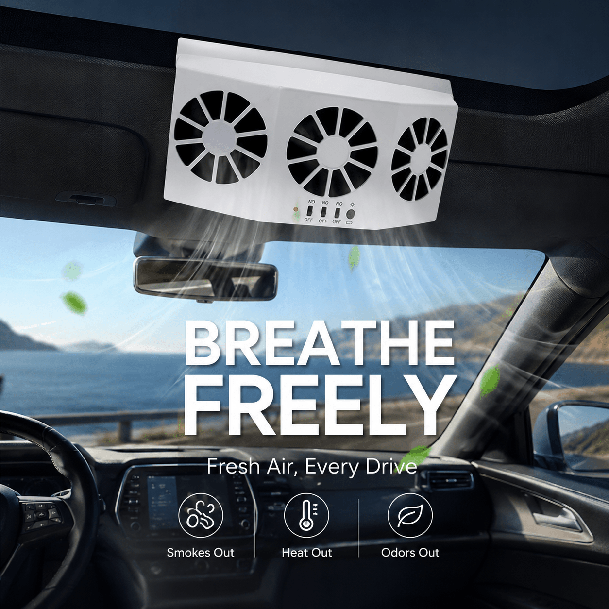 SolaCool Car Window Fan | Solar Powered, Enhanced Air Circulation - Hartwella