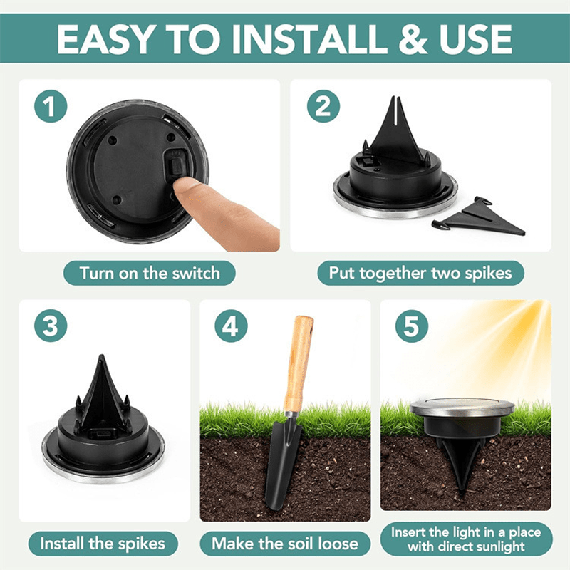 Solar Glow Ground Lights | Waterproof, Energy Efficient - Hartwella