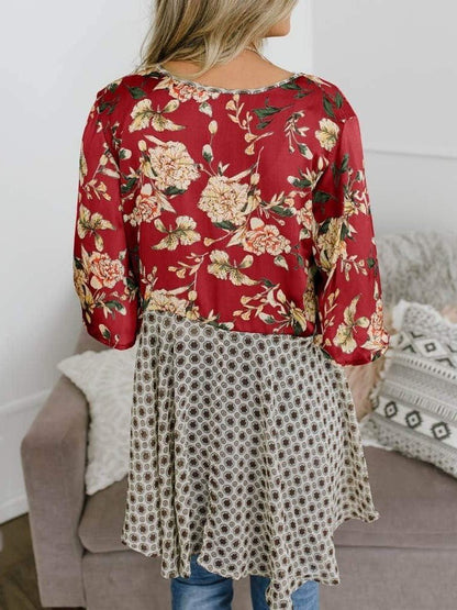 Soleil Floral Kimono | Lightweight Chiffon, Ruffle Sleeve Beach Cover - Up - Hartwella