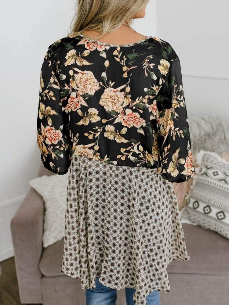 Soleil Floral Kimono | Lightweight Chiffon, Ruffle Sleeve Beach Cover - Up - Hartwella