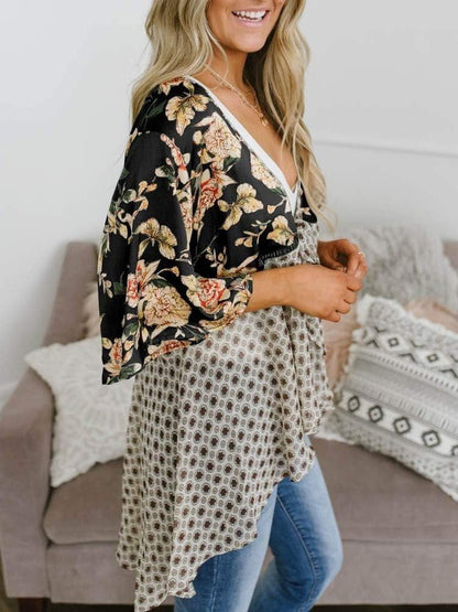 Soleil Floral Kimono | Lightweight Chiffon, Ruffle Sleeve Beach Cover - Up - Hartwella