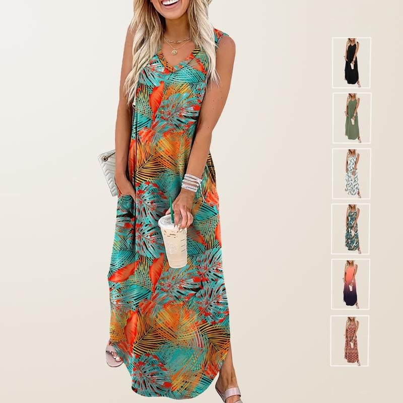 Soleil Maxi Dress | Flowy, Lightweight with Pockets for Women, Plus Size Options Available - Hartwella