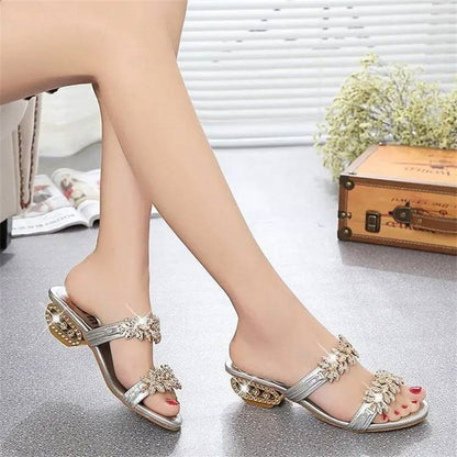 Soleil Women's Sandals | Rhinestone Embellished, Comfortable Fit - Hartwella