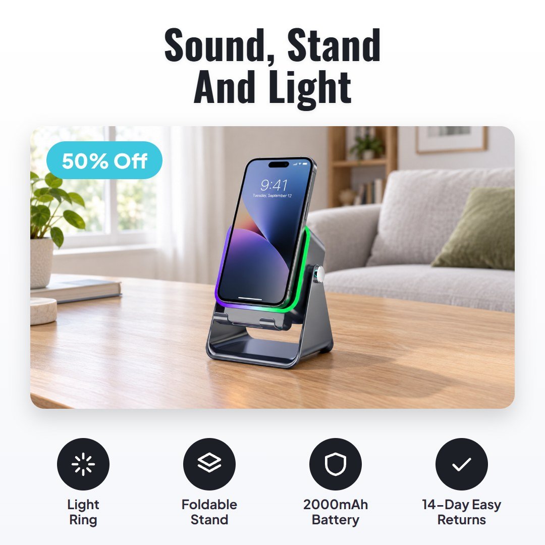 Sonaq™ 5-in-1 Wireless Induction Speaker With Phone Stand - Hartwella