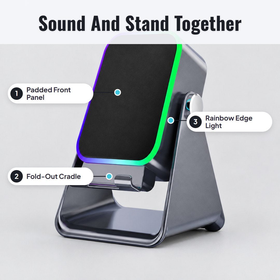 Sonaq™ 5-in-1 Wireless Induction Speaker With Phone Stand
