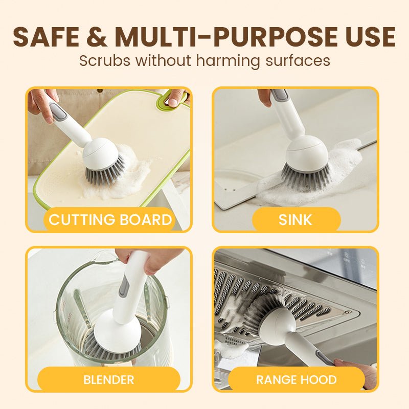 Sonic Clean Brush | Ergonomic Rotating Tool with Built-in Liquid Dispenser - Hartwella