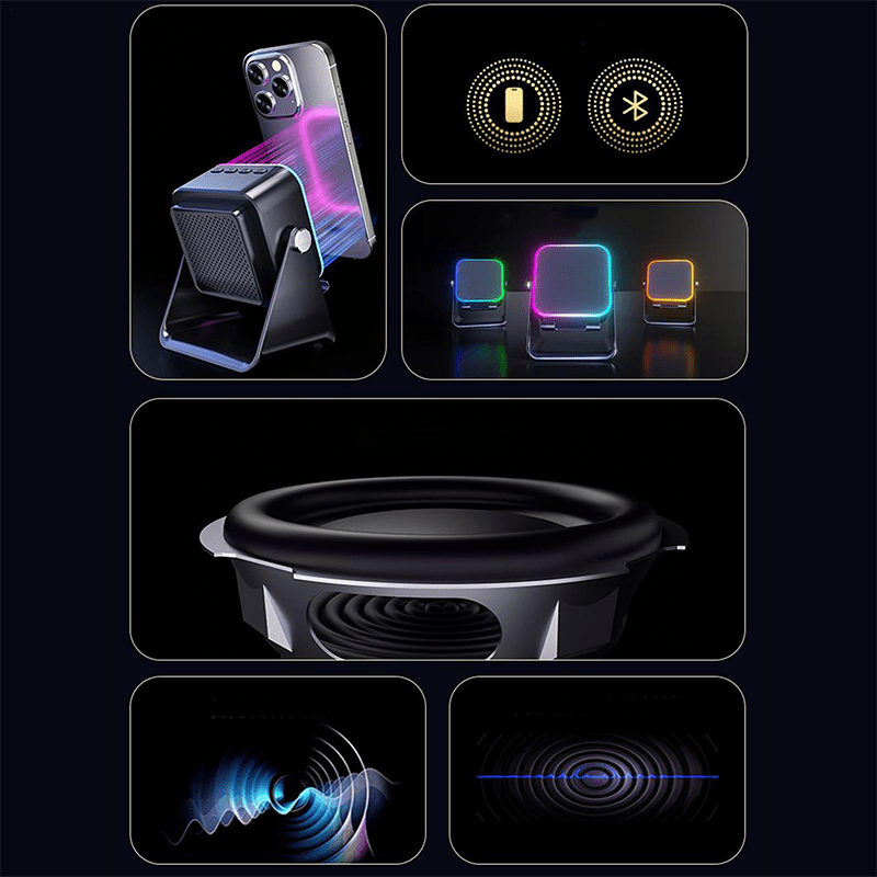 Sonic Induction Speaker | 5-in-1 with Adjustable Phone Stand - Hartwella
