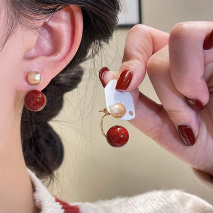 Sora Drop Earrings | Dual - Bead Pearl Design - Hartwella