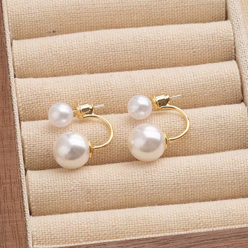 Sora Drop Earrings | Dual - Bead Pearl Design - Hartwella