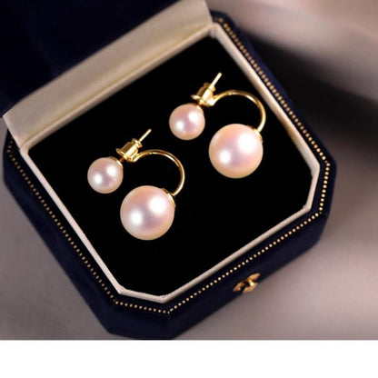 Sora Drop Earrings | Dual - Bead Pearl Design - Hartwella