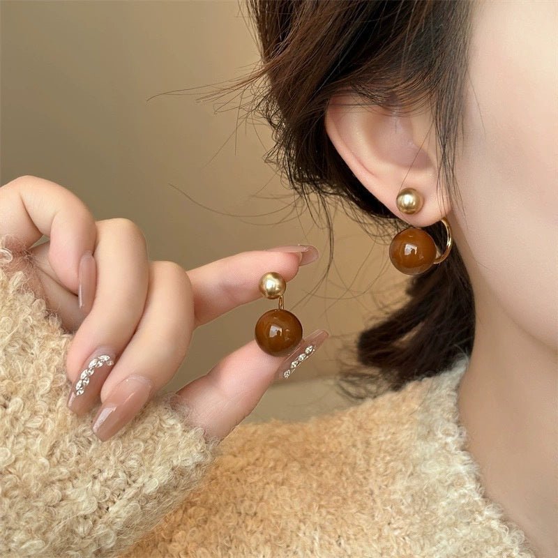 Sora Drop Earrings | Dual - Bead Pearl Design - Hartwella