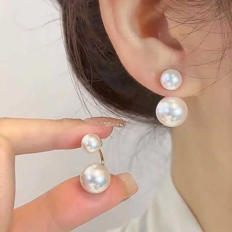 Sora Drop Earrings | Dual - Bead Pearl Design - Hartwella