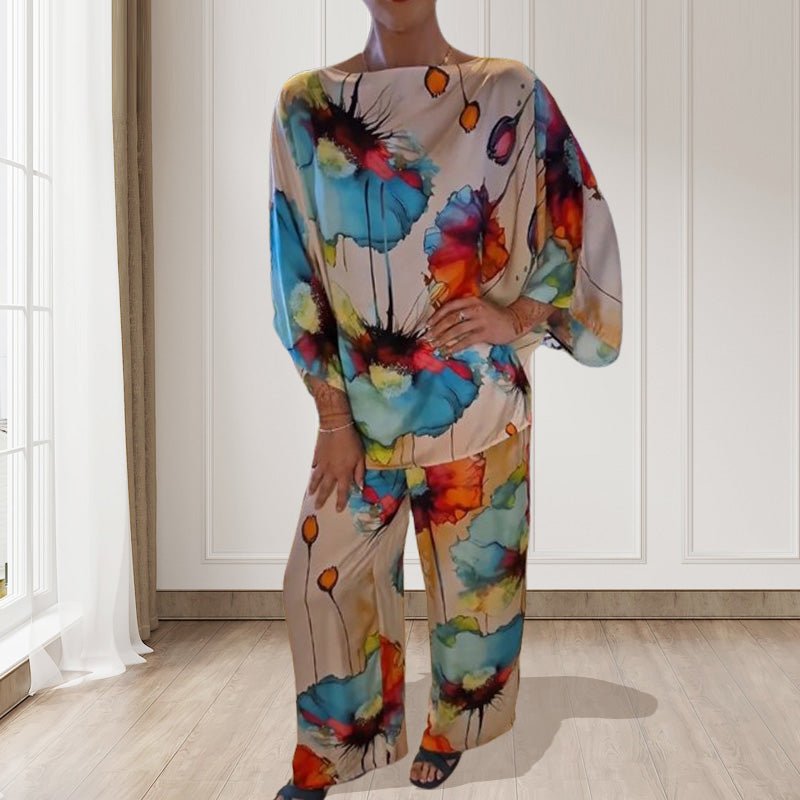Sora Floral Two-Piece Suit | Lightweight, Plus Size, Loose Fit - Hartwella