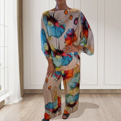 Sora Floral Two-Piece Suit | Lightweight, Plus Size, Loose Fit - Hartwella