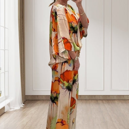 Sora Floral Two-Piece Suit | Lightweight, Plus Size, Loose Fit - Hartwella