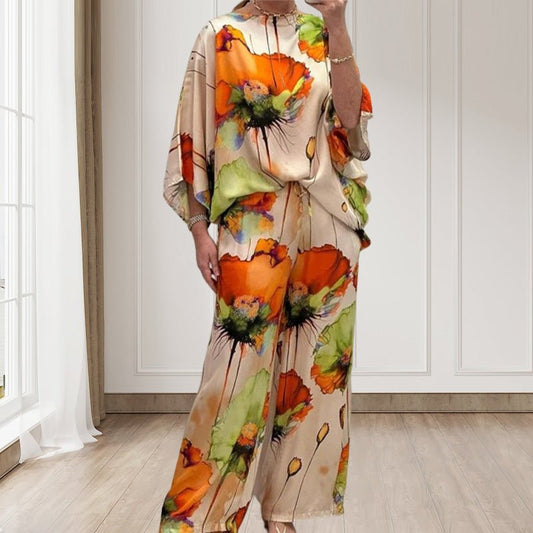 Sora Floral Two-Piece Suit | Lightweight, Plus Size, Loose Fit - Hartwella