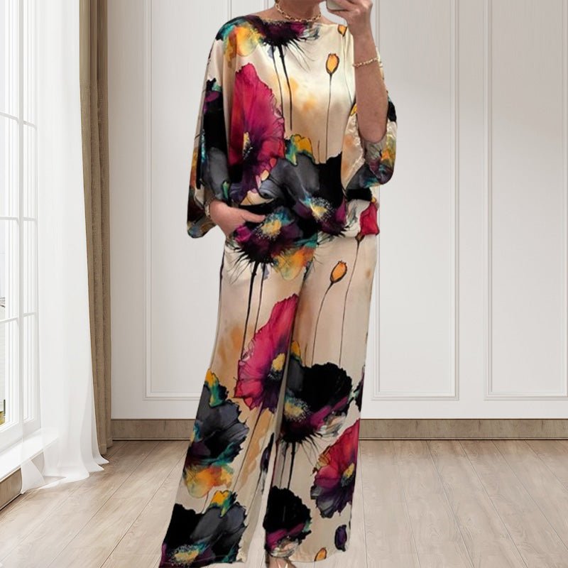 Sora Floral Two-Piece Suit | Lightweight, Plus Size, Loose Fit - Hartwella