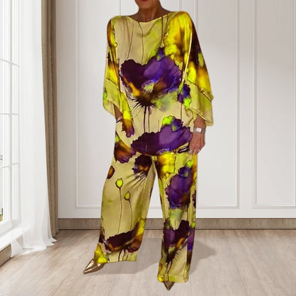 Sora Floral Two-Piece Suit | Lightweight, Plus Size, Loose Fit - Hartwella