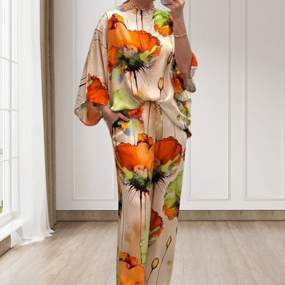 Sora Floral Two-Piece Suit | Lightweight, Plus Size, Loose Fit - Hartwella