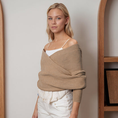 Sora Knit Wrap Sweater | Cozy Crochet Shawl - Hartwella