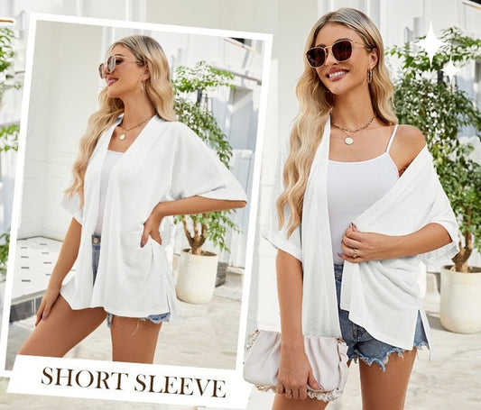 Sora Short Sleeve Cardigan | Flowy, Lightweight - Hartwella