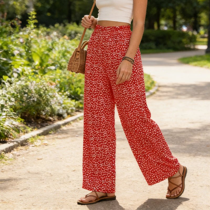 Sora Wide Leg Pants | Smocked High Waist, Flowy Design - Hartwella