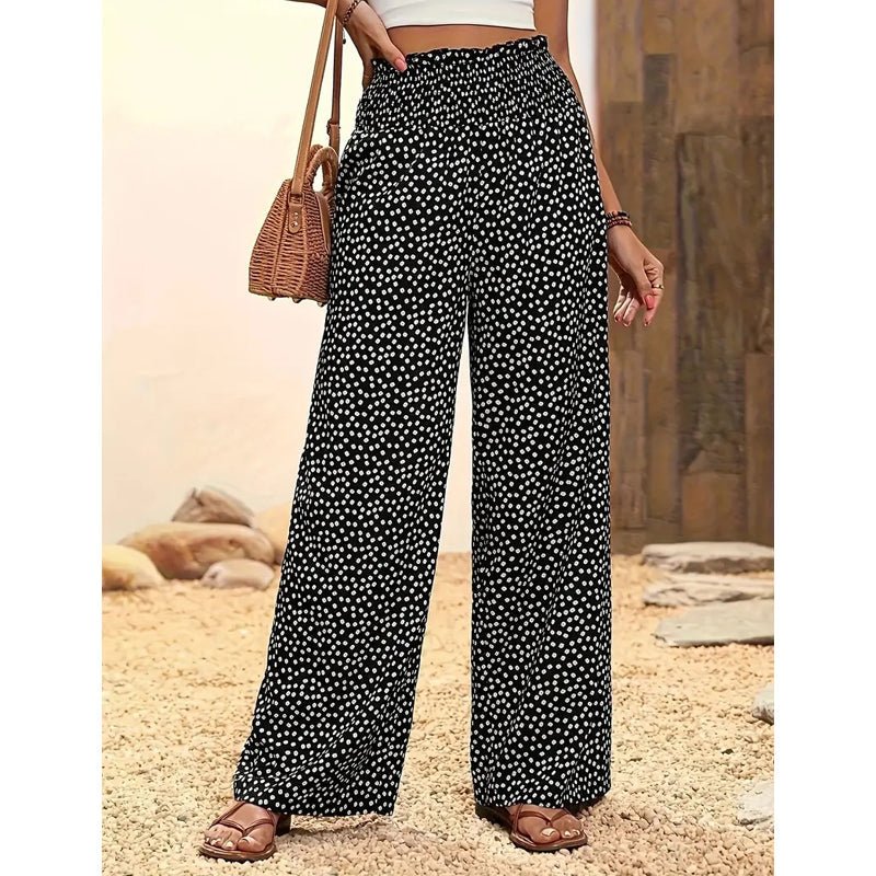 Sora Wide Leg Pants | Smocked High Waist, Flowy Design - Hartwella