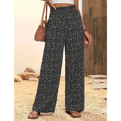 Sora Wide Leg Pants | Smocked High Waist, Flowy Design - Hartwella