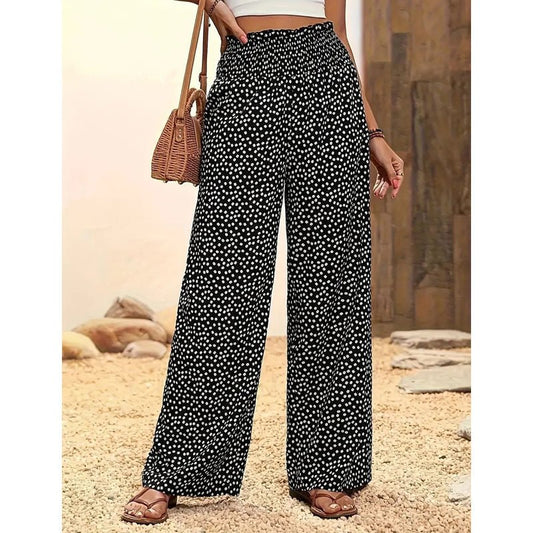 Sora Wide Leg Pants | Smocked High Waist, Flowy Design - Hartwella