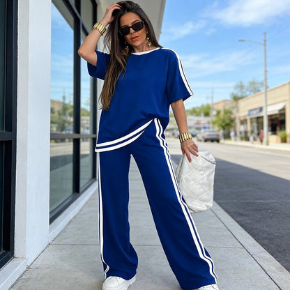 Sora Women's Set | Relaxed Wide-Leg Loungewear Two Piece Set - Hartwella