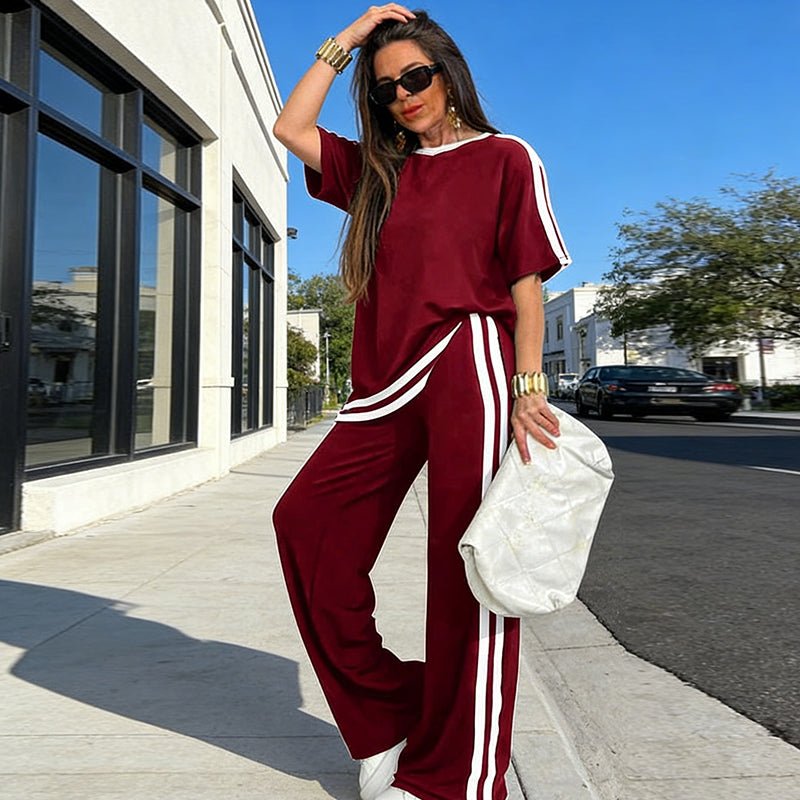 Sora Women's Set | Relaxed Wide-Leg Loungewear Two Piece Set - Hartwella