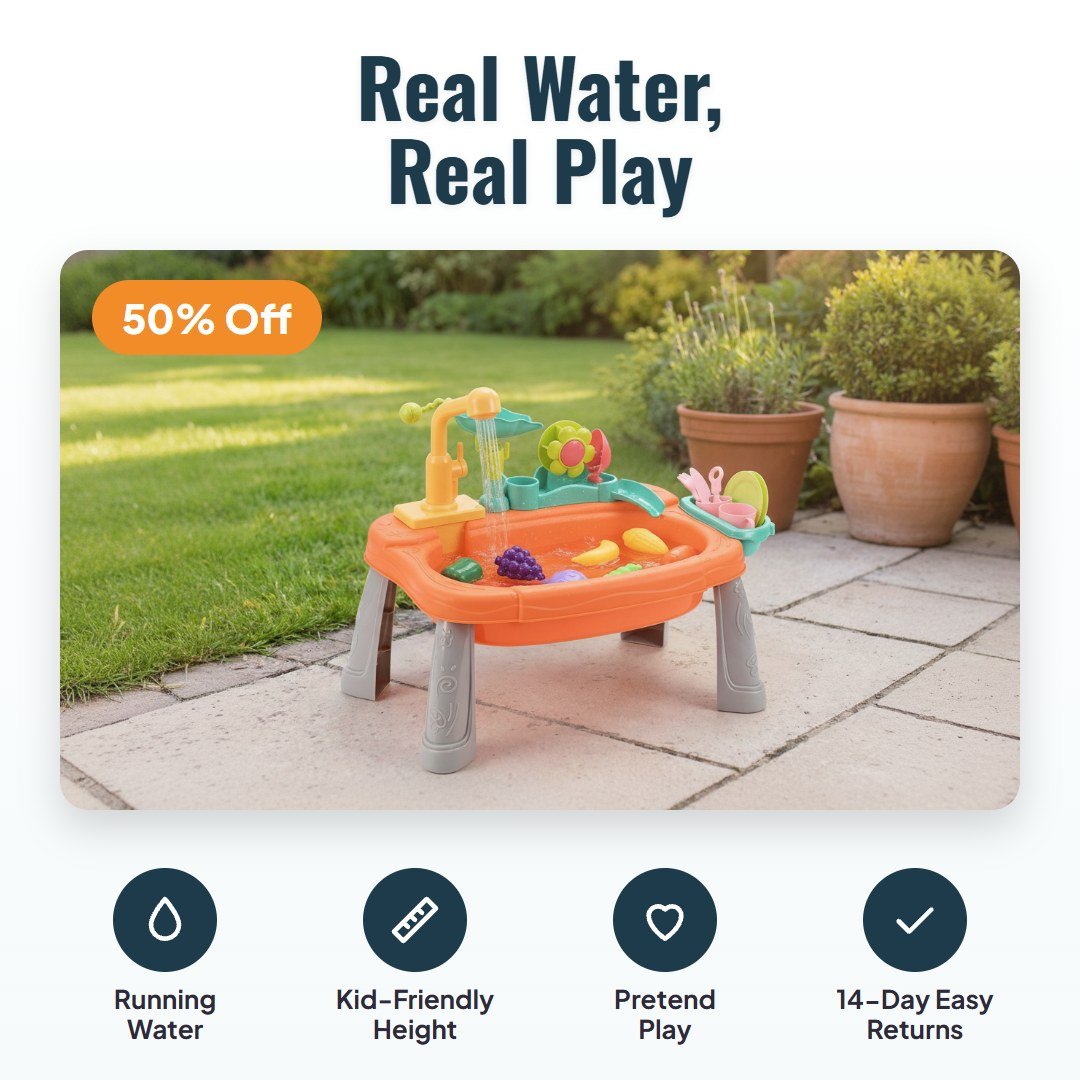 Splasha™ Kids Kitchen Sink Playset with Running Water - Hartwella