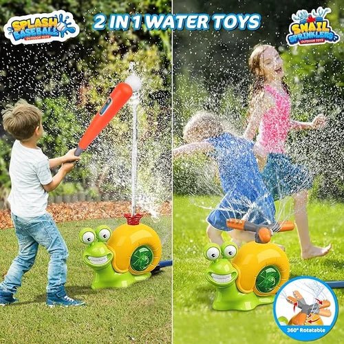 SplashSlug Sprinkler Toy | 2-in-1 Water Fun with 360° Rotating Spray - Hartwella