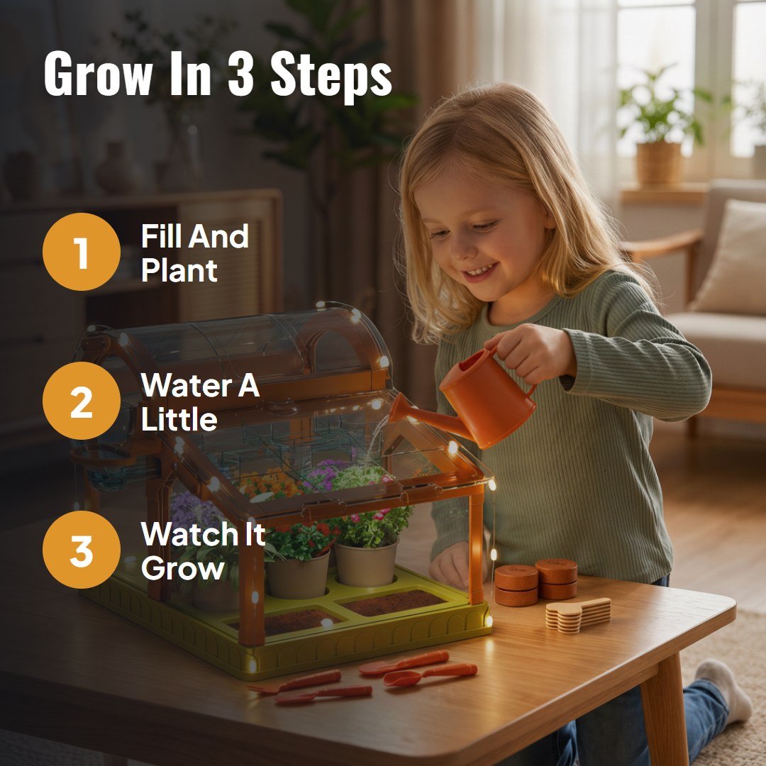 Sprouty™ Kids LED Greenhouse Growing Kit - Hartwella