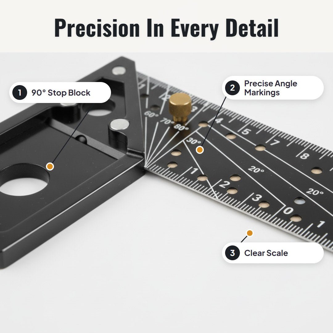 Squarix™ Precision Woodworking Square (30 cm)