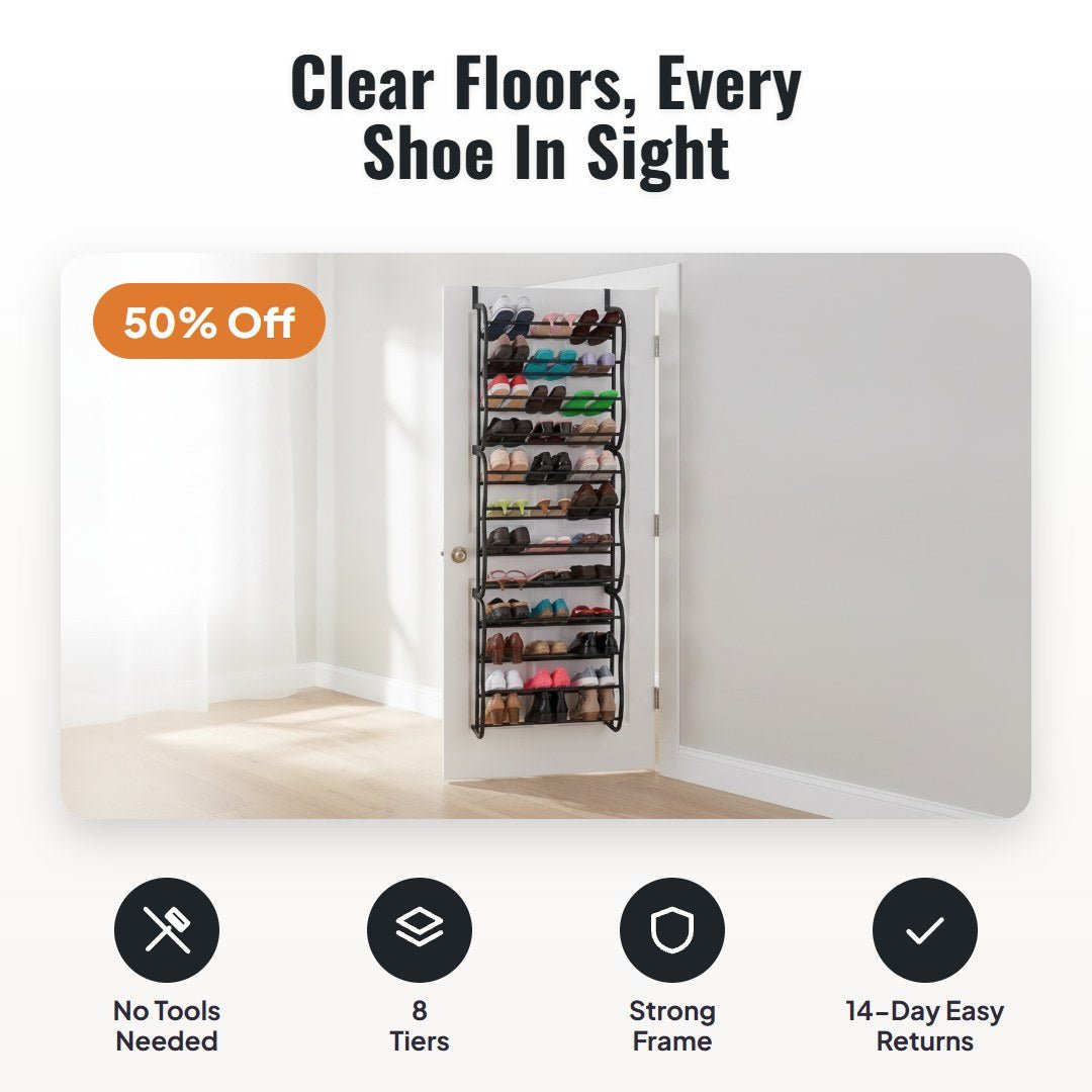 Stepvo™ Over-the-Door Shoe Rack (8 Tiers) - Hartwella