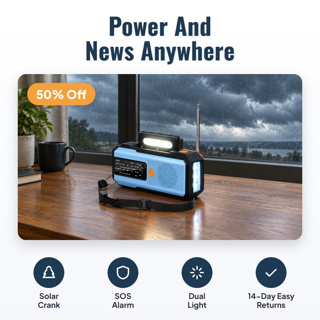 Stormo™ Solar Hand-Crank Emergency Weather Radio