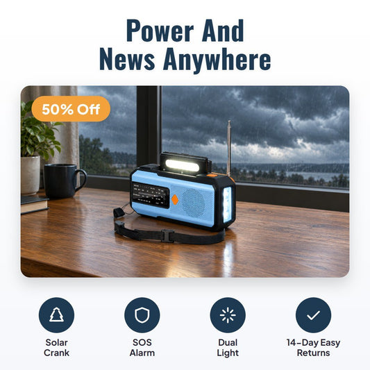 Stormo™ Solar Hand-Crank Emergency Weather Radio - Hartwella