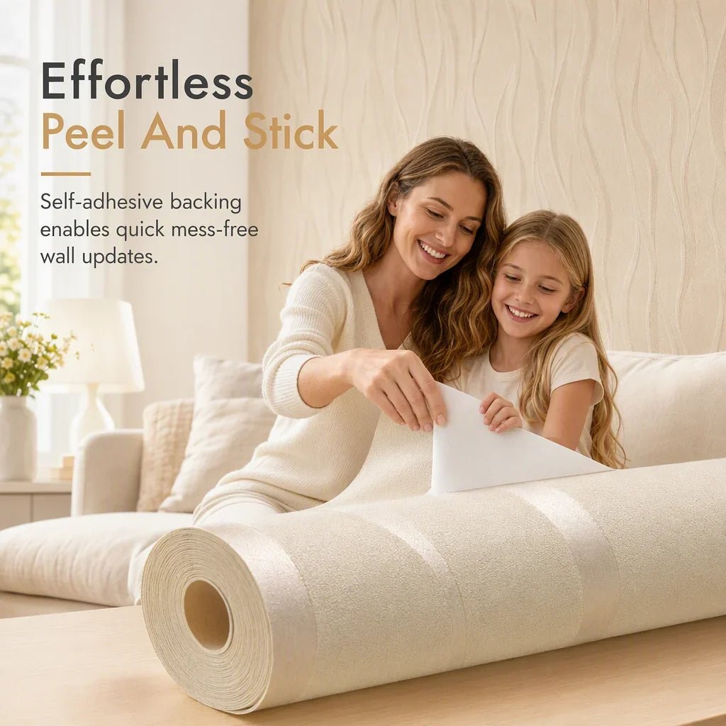 Striva 3D Textured Wallpaper | Removable Self-Adhesive Non-Woven, 53cm x 1m - Hartwella