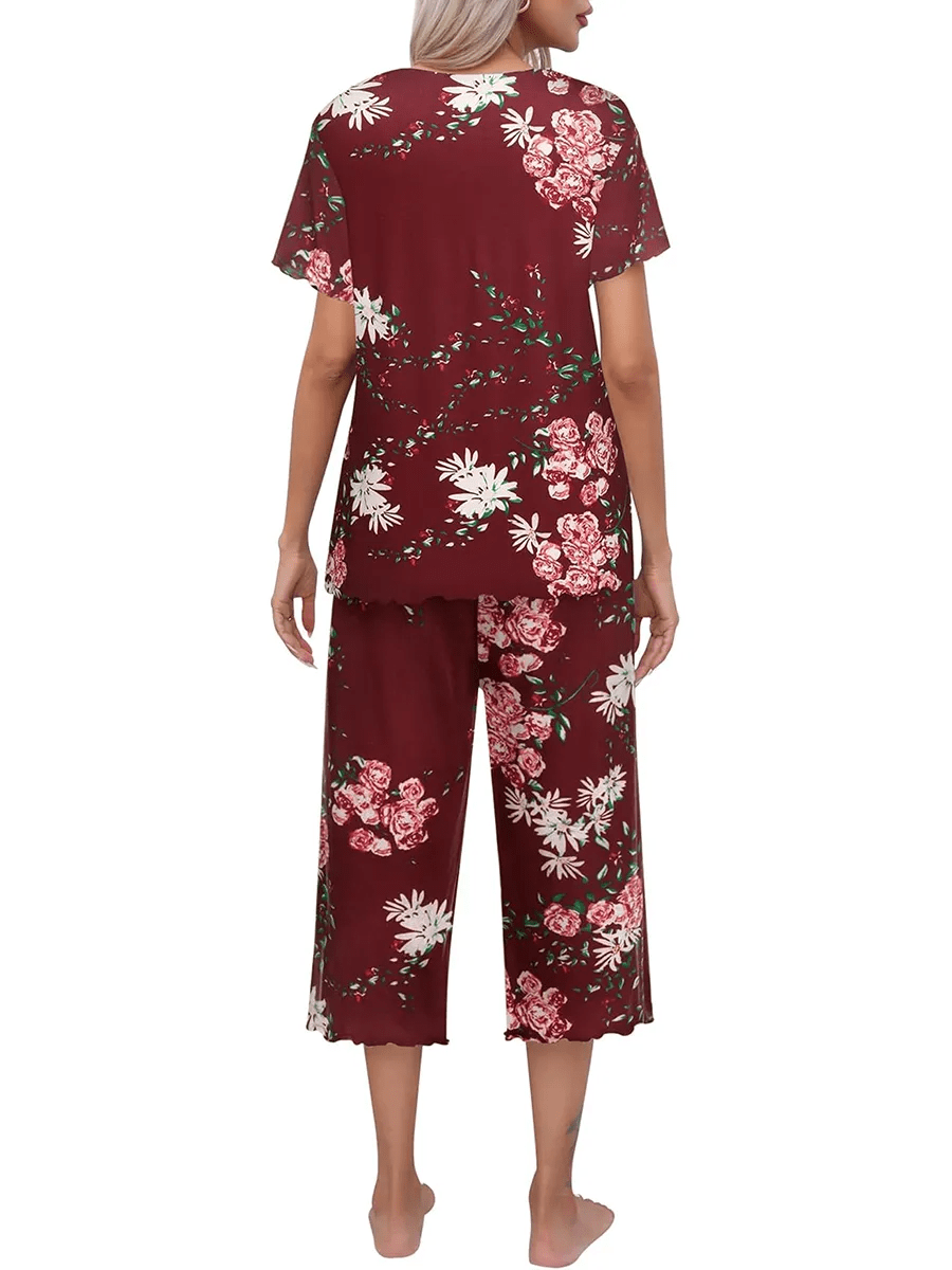 Sunny Capri Set | Printed Short Sleeve Pajama - Hartwella