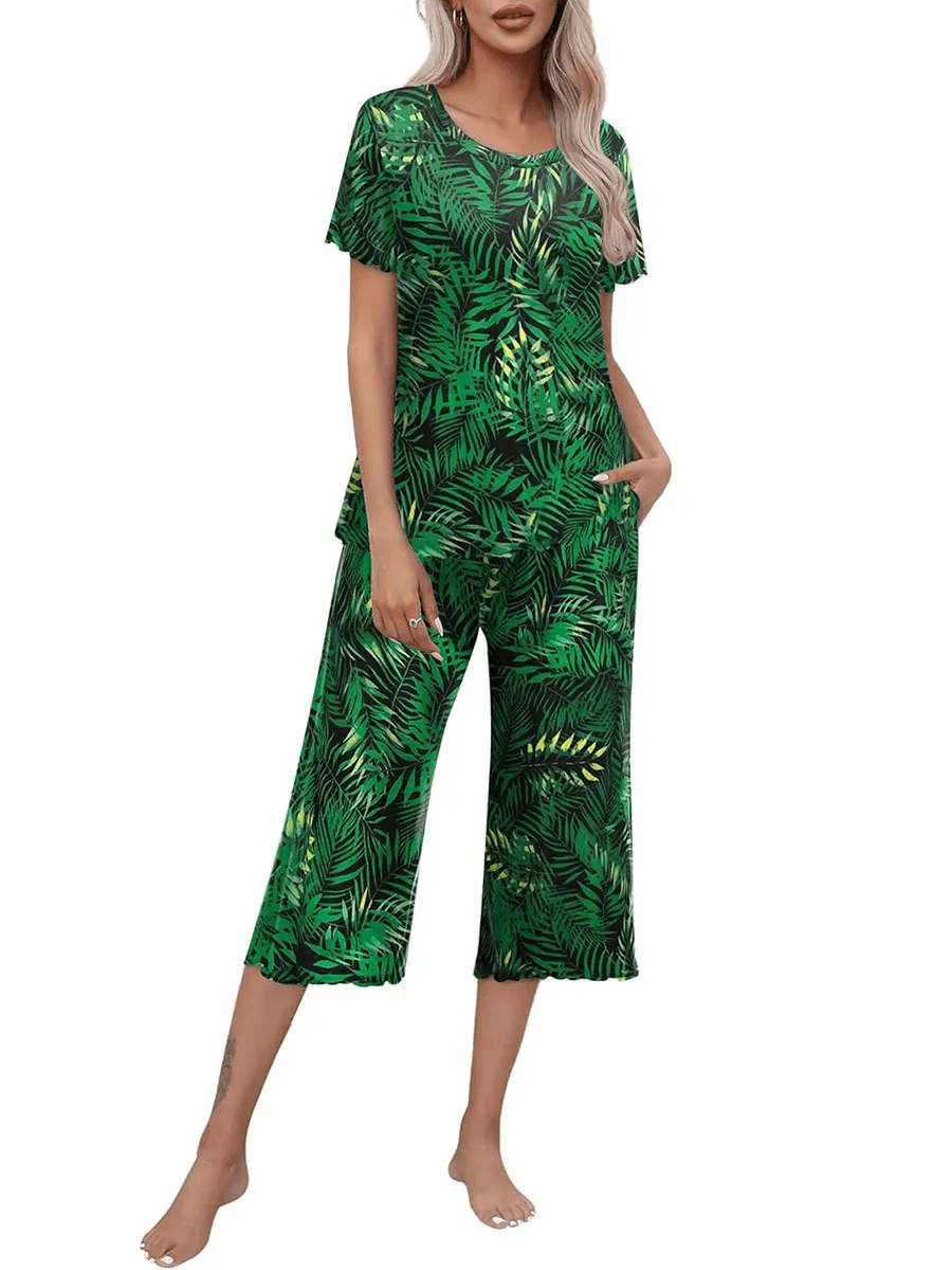 Sunny Capri Set | Printed Short Sleeve Pajama - Hartwella
