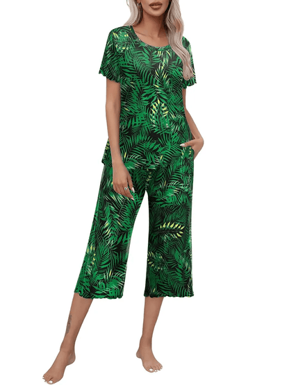 Sunny Capri Set | Printed Short Sleeve Pajama - Hartwella