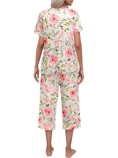 Sunny Capri Set | Printed Short Sleeve Pajama - Hartwella