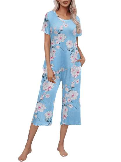 Sunny Capri Set | Printed Short Sleeve Pajama - Hartwella